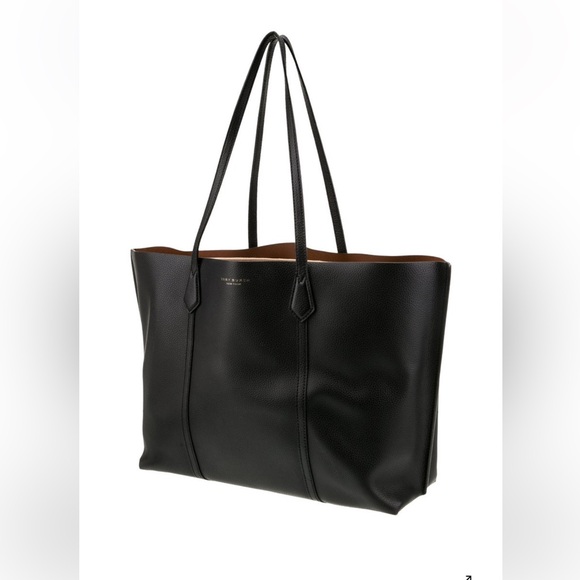 Tory Burch Black Leather Tote with Camel Leather Interor - Picture 2 of 6